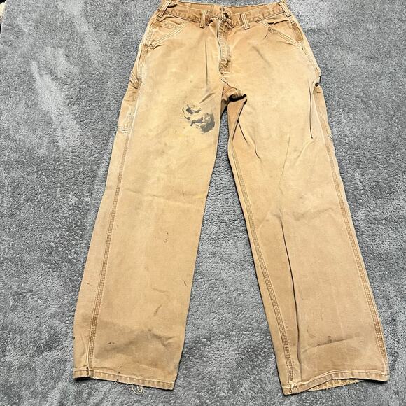 Carhartt Pants Mens 32 X32 Dungaree Light Brown Tan Distressed Carpenter - Picture 1 of 10
